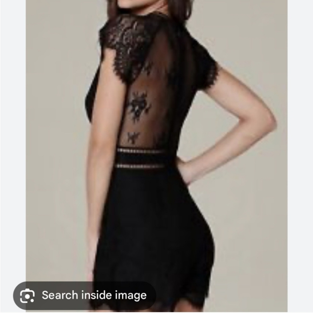 Bebe Lace Black Romper 8 Sheer Back Crochet Trim - Picture 3 of 11